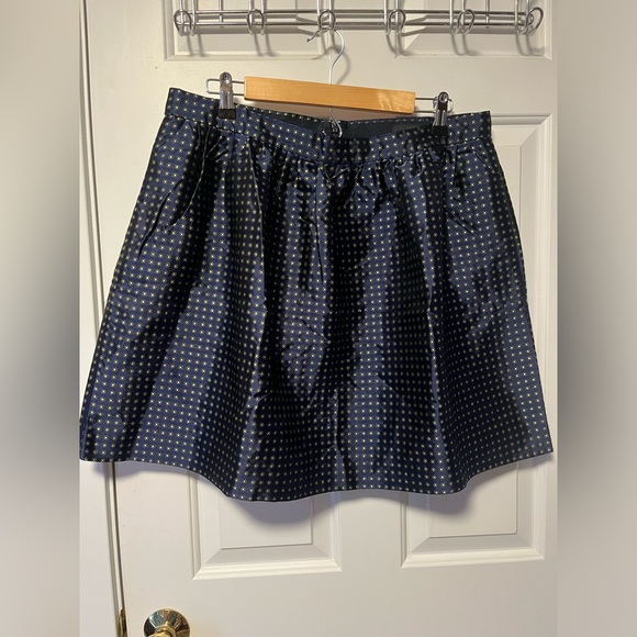 J Crew Collection Navy Sun Print Tie Silk Miniskirt - Picture 1 of 10